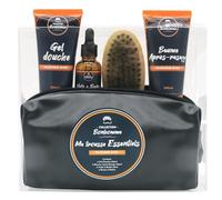 Trousse Barbe Homme Essentielle - Kit Complet Gel Douche, Huile pour Barbe, Brosse à Barbe, Baume Après-Rasage - Soin Visage Homme - Senteur Fraicheur Sport - Entretien Barbe, French Tendance