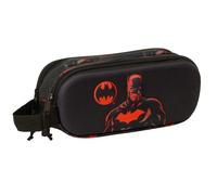 Safta Trousse double Batman 3D pour enfant, 21 x 6 x 8 cm, Noir, confortable et résistante