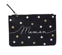DRAEGER Paris - Petite Pochette à Zip Maman - 20 x 13 cm - Noir - Pochette de Rangement, Trousse de Maquillage, Accessoire de beauté, Format Voyage, Idée Cadeau pour Femme