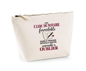 Trousse Beige Clerc de Notaire Formidable | Trousse de Toilette Coton 3 L Zip Métal Fond Plat | Maquillage École Câbles | Idée Cadeau Homme Femme Étude Notariale Rentrée Noël Anniversaire