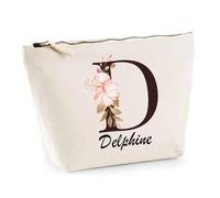 Trousse Beige Delphine | Trousse de Toilette en Coton 3 L avec Zip Métal et Fond Plat | Maquillage École Câbles | Cadeau Anniversaire