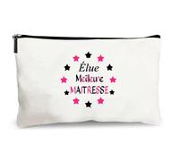 trousse beige élue meilleure maîtresse cadeau fait main merci école
