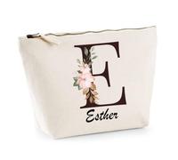 Trousse Beige Esther | Trousse de Toilette en Coton 3 L avec Zip Métal et Fond Plat | Maquillage École Câbles | Cadeau Anniversaire