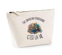 Trousse Beige Être Surveillant pénitentiaire C'est la Vie | Trousse de Toilette en Coton 3 L avec Zip Métal et Fond Plat | Maquillage École Câbles | Cadeau Agent de L'État Anniversaire