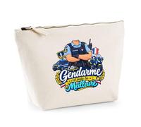 Trousse Beige Gendarme C'est Juste la Meilleure Métier | Trousse de Toilette en Coton 3 L avec Zip Métal et Fond Plat | Maquillage École Câbles | Cadeau Anniversaire