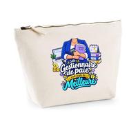 Trousse Beige Gestionnaire de Paie C'est Juste la Meilleure Métier | Trousse de Toilette en Coton 3 L avec Zip Métal et Fond Plat | Maquillage École Câbles | Cadeau Anniversaire