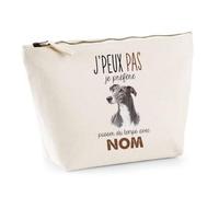 Trousse Beige Greyhound (lévrier Anglais) 05-Passer-du-Temps | Trousse de Toilette en Coton 3 L avec Zip Métal et Fond Plat | Maquillage École Câbles | Cadeau Anniversaire