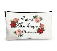 trousse beige j'aime ma super maîtresse cadeau fait main merci