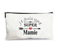 trousse beige je suis une super mamie cadeau fait main merci