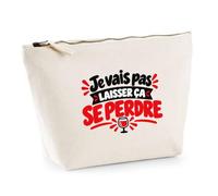 Trousse Beige Je Vais Pas Laisser ça se Perdre Expressions Françaises | Rouge | Trousse de Toilette Coton 3 L Zip Métal Fond Plat | Maquillage École Câbles