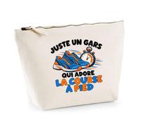 Trousse Beige Juste Un Gars Qui Adore la Course à Pied | Trousse de Toilette en Coton 3 L avec Zip Métal et Fond Plat | Maquillage École Câbles | Cadeau Coureur Anniversaire