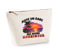 Trousse Beige Juste Un Gars Qui Adore Le Coucher de Soleil | Trousse de Toilette en Coton 3 L avec Zip Métal et Fond Plat | Maquillage École Câbles | Cadeau Rêveur Anniversaire
