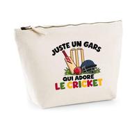 Trousse Beige Juste Un Gars Qui Adore Le Cricket | Trousse de Toilette en Coton 3 L avec Zip Métal et Fond Plat | Maquillage École Câbles | Cadeau Joueur de Cricket Anniversaire