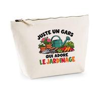 Trousse Beige Juste Un Gars Qui Adore Le Jardinage | Trousse de Toilette en Coton 3 L avec Zip Métal et Fond Plat | Maquillage École Câbles | Cadeau Jardinier Anniversaire