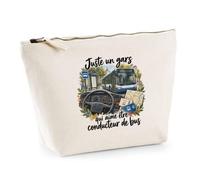 Trousse Beige Juste Un Gars Qui Aime être conducteur de Bus | Trousse de Toilette Coton 3 L Zip Métal Fond Plat | Maquillage École Câbles | Idée Cadeau Rentrée Noël