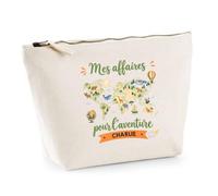 Trousse Beige Les Affaires pour L'Aventure de Charlie | Trousse École et Voyage Enfant | Coton 3 L Zip Métal Fond Plat | Cadeau Rentrée Fille
