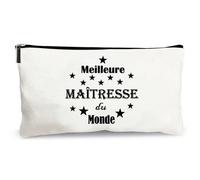trousse beige meilleure maîtresse du monde cadeau fait main merci