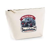 Trousse Beige Mon Truc à Moi : C'est la Musculation Mon Truc à Moi - Activité | Trousse de Toilette Coton 3 L Zip Métal Fond Plat | Maquillage École Câbles | Idée Cadeau Bodybuilder Rentrée Noël