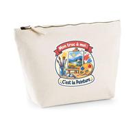 Trousse Beige Mon Truc à Moi : C'est la Peinture Mon Truc à Moi - Activité | Trousse de Toilette Coton 3 L Zip Métal Fond Plat | Maquillage École Câbles | Idée Cadeau Peintre Rentrée Noël
