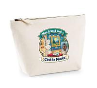 Trousse Beige Mon Truc à Moi : C'est Le Musée Mon Truc à Moi - Activité | Trousse de Toilette Coton 3 L Zip Métal Fond Plat | Maquillage École Câbles | Idée Cadeau Rentrée Noël