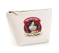Trousse Beige Mon Truc à Moi : C'est Le Théâtre Mon Truc à Moi - Activité | Trousse de Toilette Coton 3 L Zip Métal Fond Plat | Maquillage École Câbles | Idée Cadeau Comédien Comédienne Rentrée Noël