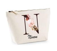 Trousse Beige Ninon | Trousse de Toilette en Coton 3 L avec Zip Métal et Fond Plat | Maquillage École Câbles | Cadeau Anniversaire