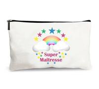 trousse beige super maîtresse arc en ciel cadeau fait main merci