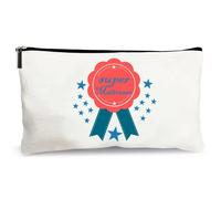 trousse beige super maîtresse cocarde cadeau fait main merci
