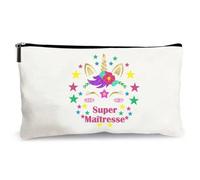 trousse beige super maîtresse licorne cadeau fait main merci