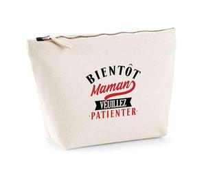 Trousse Bientôt Maman | Pochette Toilette Maquillage | Idée Cadeau Mère Humour Original Noël Anniversaire Fête des Mères Famille Amour Naissance Retraite