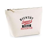 Trousse Bientôt Soeur | Pochette Toilette Maquillage | Idée Cadeau Sœur Humour Original Noël Anniversaire Fête Famille Amour