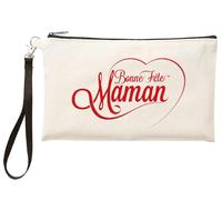 Trousse “Bonne Fête Maman” - Pochette Maquillage ou Rangement - Cadeau fête des mères, Anniversaire, Femme - Design cœur Rouge élégant - TR575