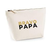 Trousse Bravo Papa - Pouch Case - Idée Trousse Rangement Cadeau Anniversaire Fête Original Famille Travail Départ Collègue Retraite Noël. - Doré&Noir - 1