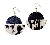 Trousse Cadeaux Artisanat Trousse Bijoux Nouveau motif de vache d'oreilles en cuir Animal femmes rondes goutte d'eau d'oreilles en cuir élégant pendentif Stylo Kits Colle compatible with (B, One Size)