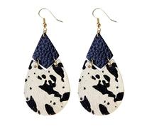 Trousse Cadeaux Artisanat Trousse Bijoux Nouveau motif de vache d'oreilles en cuir Animal femmes rondes goutte d'eau d'oreilles en cuir élégant pendentif Stylo Kits Colle compatible with (C, One Size)