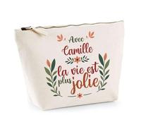 Trousse Camille la Vie est Plus Jolie | Pochette Maquillage Make-up Toilette Cadeau Fête des Mères Anniversaire Soeur Noël Tata Marraine
