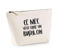 Trousse Ce mec Veut Faire Un Biathlon | Pouch | Idée Pochette Toilette Maquillage Transport Cadeau Anniversaire Fête Original Famille Travail Départ Collègue Retraite