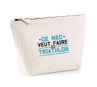 Trousse Ce mec Veut Faire Un Triathlon | Pouch | Idée Pochette Toilette Maquillage Transport Cadeau Anniversaire Fête Original Famille Travail Départ Collègue Retraite