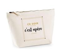 Trousse Ce Soir Cest Apero - Pouch Case - Idée Trousse Rangement Cadeau Anniversaire Fête Original Famille Travail Départ Collègue Retraite Noël. - Doré&Noir - 3