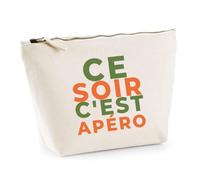 Trousse Ce Soir Cest Apero - Pouch Case - Idée Trousse Rangement Cadeau Anniversaire Fête Original Famille Travail Départ Collègue Retraite Noël. - Kaki&Orange - 1