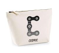 Trousse Cédric Lettre Chaine Mécanique | Pochette Toilette Maquillage | Idée Cadeau Prénom Motard Biker Mob Anniversaire Oncle Parrain Beau Papa Collègue Départ Retraite Noël