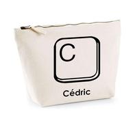 Trousse Cédric Lettre Clavier | Pochette Toilette Maquillage | Idée Cadeau Prénom Informaticien Geek Gamer Anniversaire Oncle Parrain Beau Papa Collègue Départ Retraite Noël