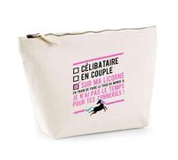 Trousse Célibataire avec ma Licorne | Pochette Toilette Maquillage | Idée Cadeau Copine Soeur Humour Drôle Marrant Original Anniversaire Fête
