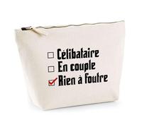 Trousse Célibataire en Couple Rien à Foutre | Pochette Toilette Maquillage | Idée Cadeau Humour Drôle Marrant Beauf Jeu de Mots Original Anniversaire Fête