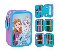 ARTESANÍA CERDÁ – Trousse scolaire La Reine des Neiges – Bleu clair, 3 compartiments
