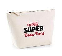 Trousse Certifié Super Beau-frère | Pouch | Idée Pochette Toilette Maquillage Transport Cadeau Anniversaire Fête Original Famille Travail Départ Collègue Retraite