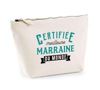 Trousse Certifiée Meilleure Marraine | Pochette Toilette Maquillage | Idée Cadeau Marraine Humour Original Noël Anniversaire Baptême Famille Parrainage