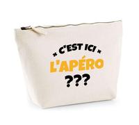 Trousse C'est Ici l'apéro | Pochette Toilette Maquillage | Idée Cadeau Alcool Humour Original Drôle Apéro Anniversaire Fête Soirée Unique