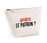 Trousse C'est Qui Le Patron | Pochette Toilette Maquillage | Idée Cadeau Directeur Chef Humour Professionnel Anniversaire Bureau Original Drôle
