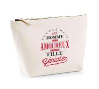 Trousse Cet Homme est Amoureux d'une Fille Géniale | Pochette Toilette Maquillage | Idée Cadeau Petite Amie Chérie Copine Amour Humour Original Noël Anniversaire Amour